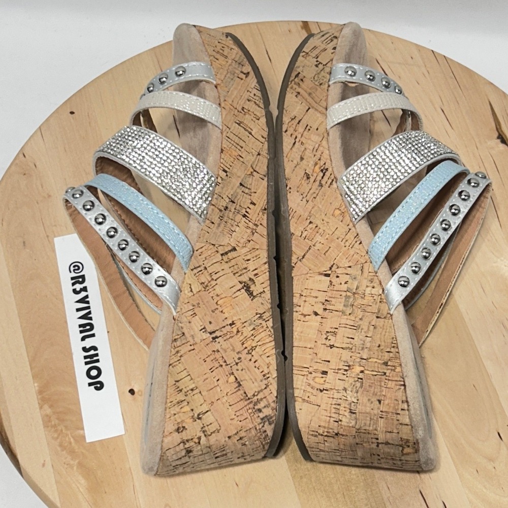 Patrizia Multistrap Womens Slip On Open Toe Rhinestone Accent‎ Wedge Sandal -42 - Picture 7 of 10